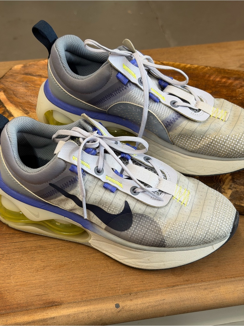 Nike Air Max  Running Shoes in Gray, purple/Blue, Yellow youth 5.5